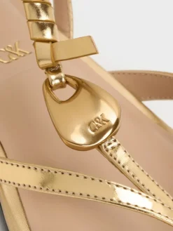 Adema Metallic Leather Strappy Thong Sandals