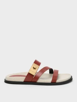Aelin Canvas Metallic-Buckle Strappy Sandals