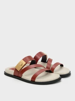 Aelin Canvas Metallic-Buckle Strappy Sandals