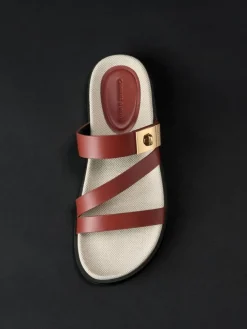 Aelin Canvas Metallic-Buckle Strappy Sandals