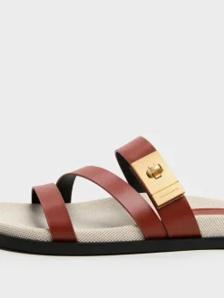 Aelin Canvas Metallic-Buckle Strappy Sandals