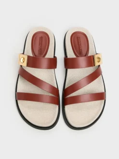 Aelin Canvas Metallic-Buckle Strappy Sandals