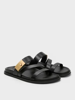 Aelin Metallic-Buckle Strappy Sandals