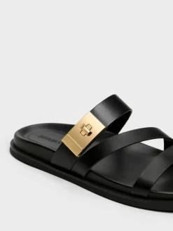Aelin Metallic-Buckle Strappy Sandals