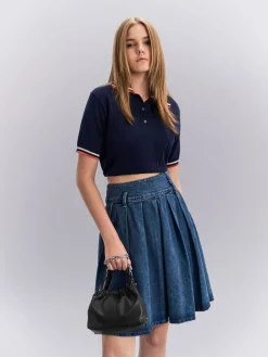 Ally Ruched Chain-Handle Bag