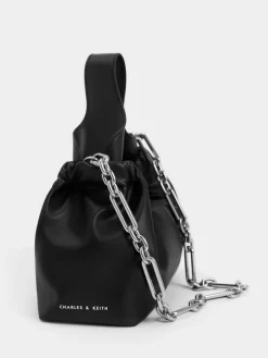 Ally Ruched Chain-Handle Bag