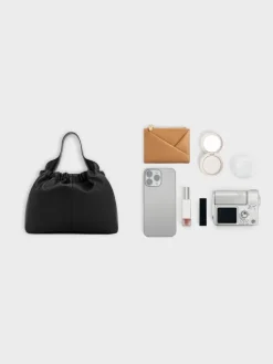 Ally Ruched Chain-Handle Bag