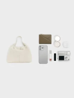Ally Ruched Chain-Handle Bag