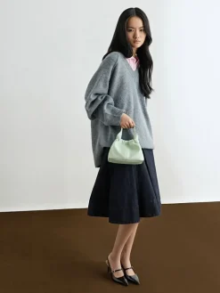 Ally Ruched Slouchy Chain-Handle Bag