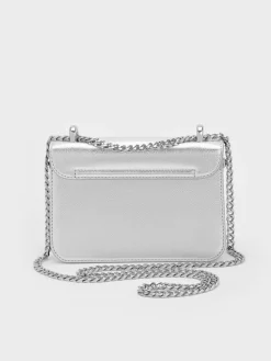 Alva Metallic Quilted Chain-Handle Bag