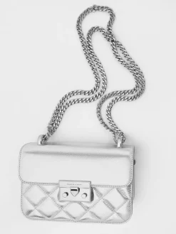 Alva Metallic Quilted Chain-Handle Bag