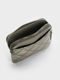 Alva Metallic Quilted Top-Zip Card Holder