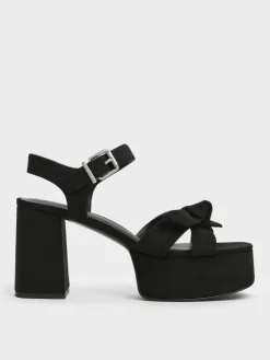 Anika Faux Suede Knot-Bow Platform Sandals