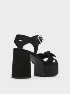 Anika Faux Suede Knot-Bow Platform Sandals