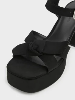 Anika Faux Suede Knot-Bow Platform Sandals