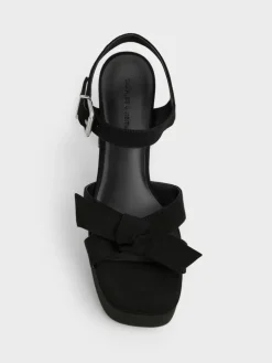 Anika Faux Suede Knot-Bow Platform Sandals