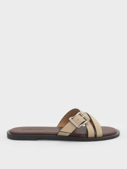 Anita Faux Suede Crossover Slides