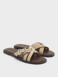 Anita Faux Suede Crossover Slides
