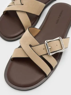 Anita Faux Suede Crossover Slides