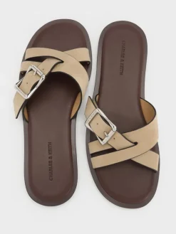 Anita Faux Suede Crossover Slides