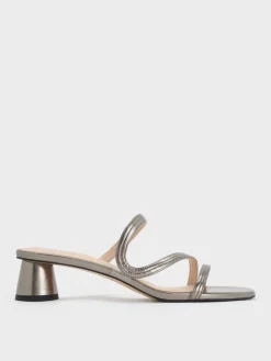 Arden Metallic Wavy Strap Mules