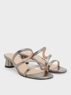 Arden Metallic Wavy Strap Mules