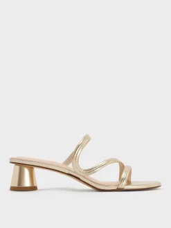 Arden Metallic Wavy Strap Mules