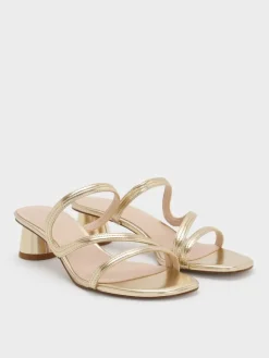 Arden Metallic Wavy Strap Mules