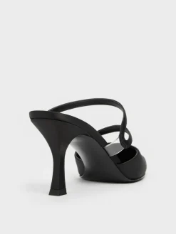 Arden Satin Pointed Wavy Heeled Mules
