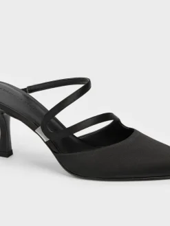 Arden Satin Pointed Wavy Heeled Mules