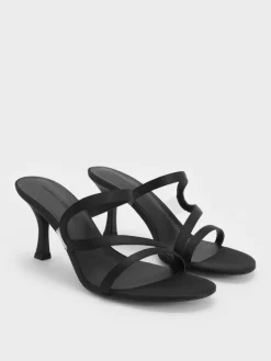 Arden Satin Wavy Heeled Mules