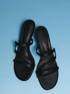 Arden Satin Wavy Heeled Mules