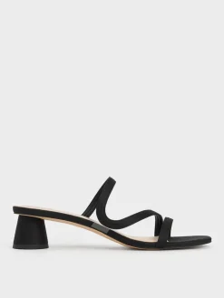 Arden Satin Wavy Strap Mules