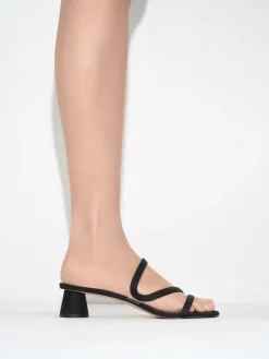 Arden Satin Wavy Strap Mules