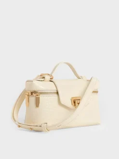 Arwen Croc-Effect Top Handle Vanity Bag