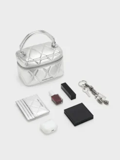 Arwen Metallic Quilted Vanity Bag