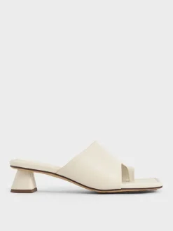 Asymmetric Square-Toe Toe-Ring Sandals
