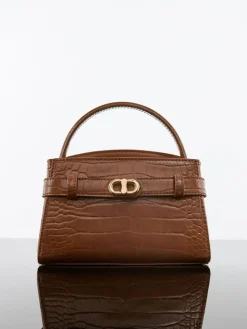 Aubrielle Croc-Effect Belted Top Handle Bag
