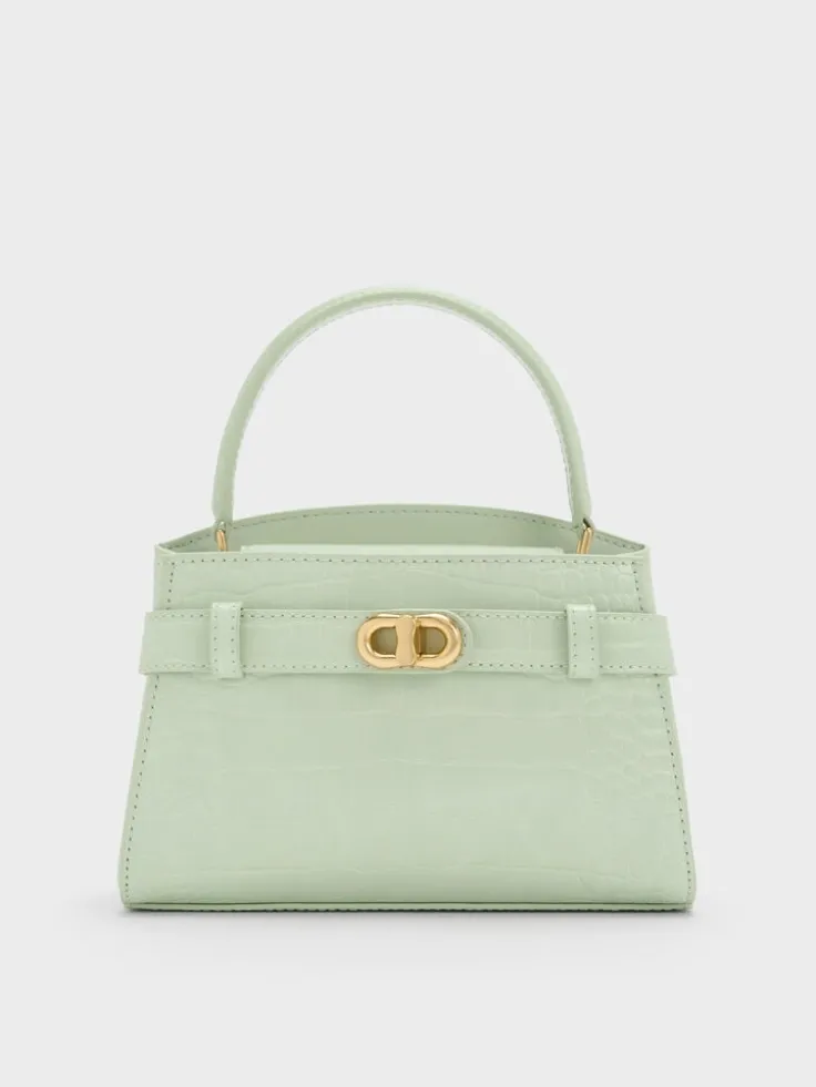 Aubrielle Croc-Effect Belted Top Handle Bag
