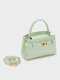Aubrielle Croc-Effect Belted Top Handle Bag