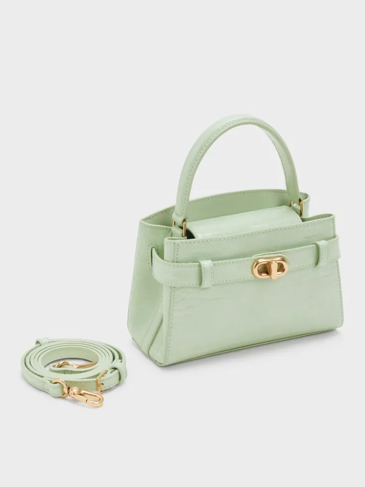 Aubrielle Croc-Effect Belted Top Handle Bag