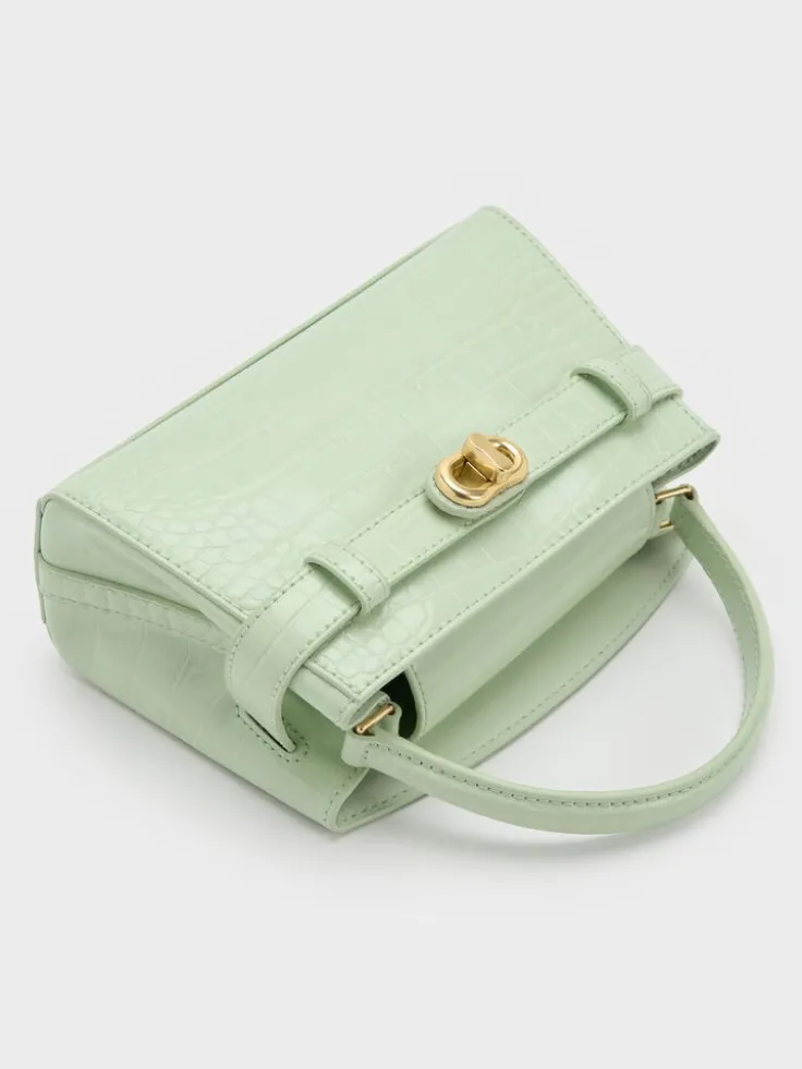 Aubrielle Croc-Effect Belted Top Handle Bag