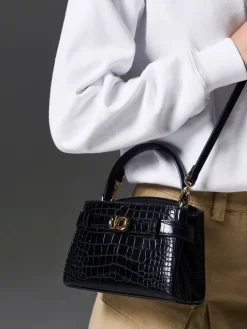 Aubrielle Croc-Effect Belted Top Handle Bag