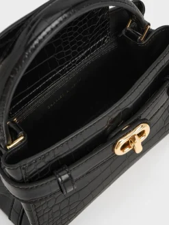 Aubrielle Croc-Effect Belted Top Handle Bag