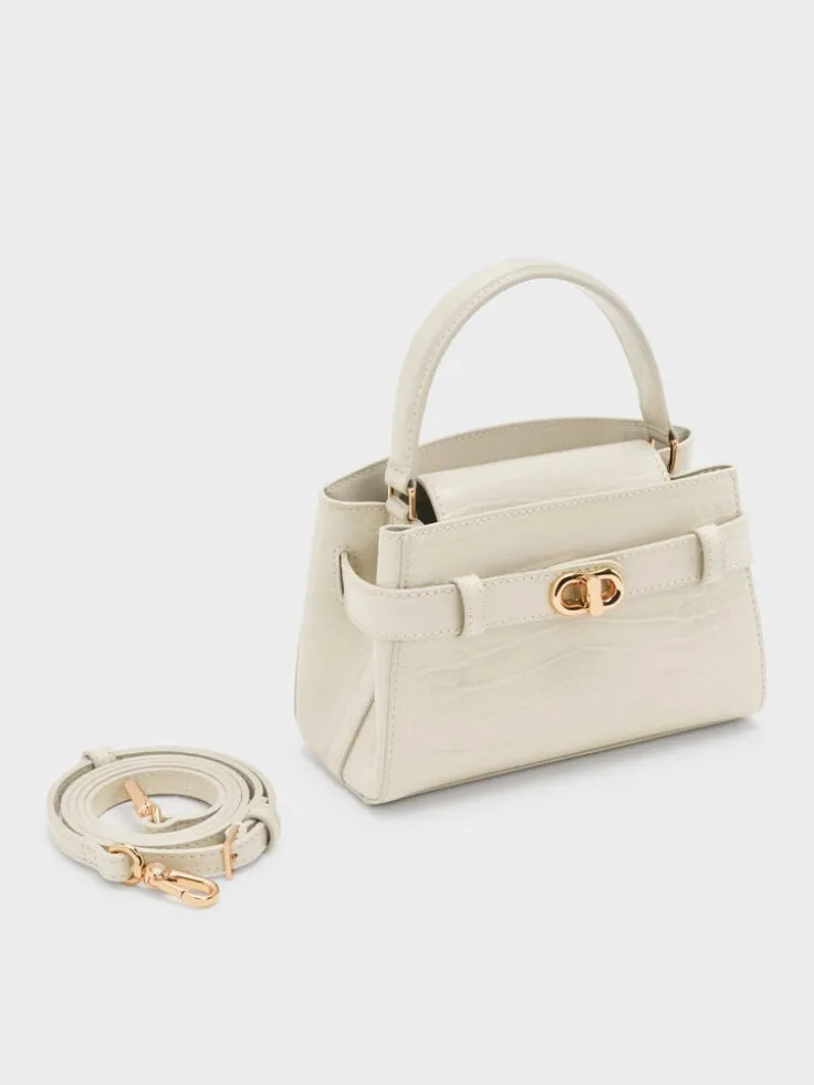 Aubrielle Croc-Effect Belted Top Handle Bag