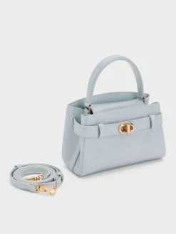 Aubrielle Croc-Effect Belted Top Handle Bag