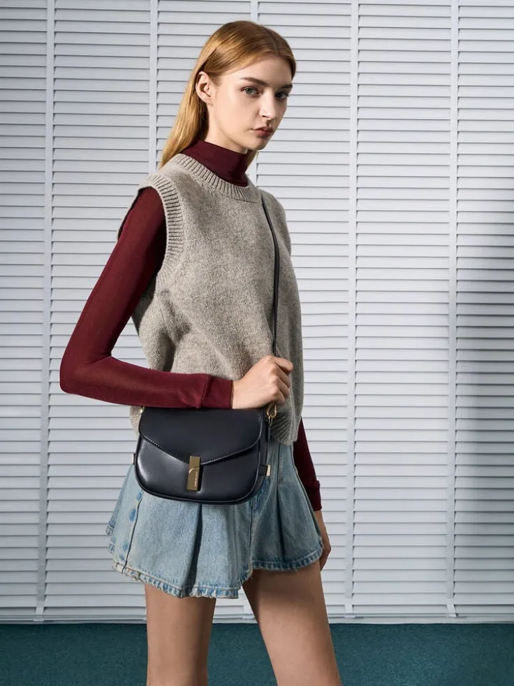 Aurelia Metallic-Accent Saddle Bag