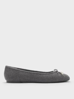 Barbara Felt Pearl-Bow Ballet Flats