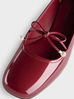 Barbara Patent Pearl-Bow Ballet Pumps