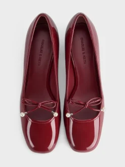 Barbara Patent Pearl-Bow Ballet Pumps